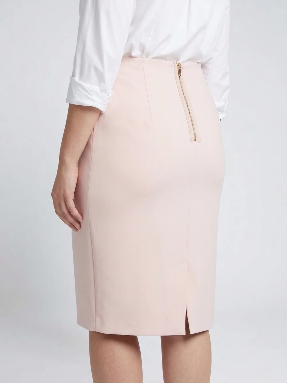 Tailored Blush Pencil Skirt with Back Zip - Picture 1 of 4
